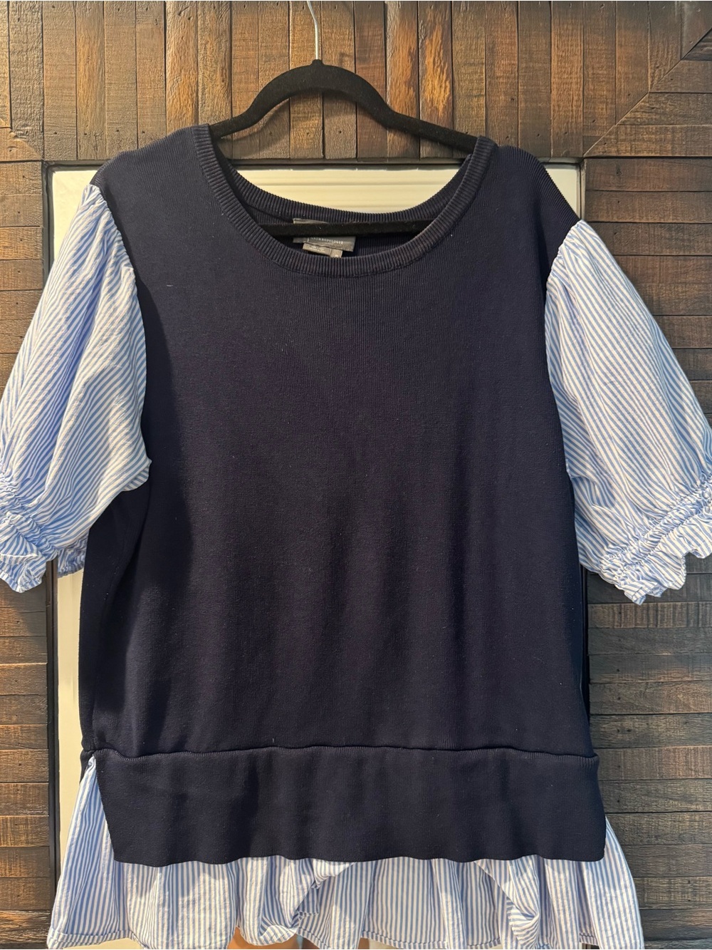 Anthropologie Navy Ribbed Sweater